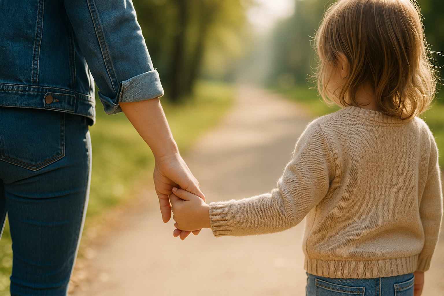 parent holding their child's hand