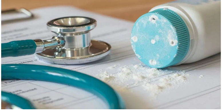 talc powder next to stethoscope