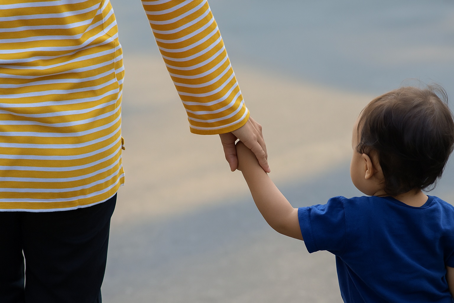 child and woman holding hands