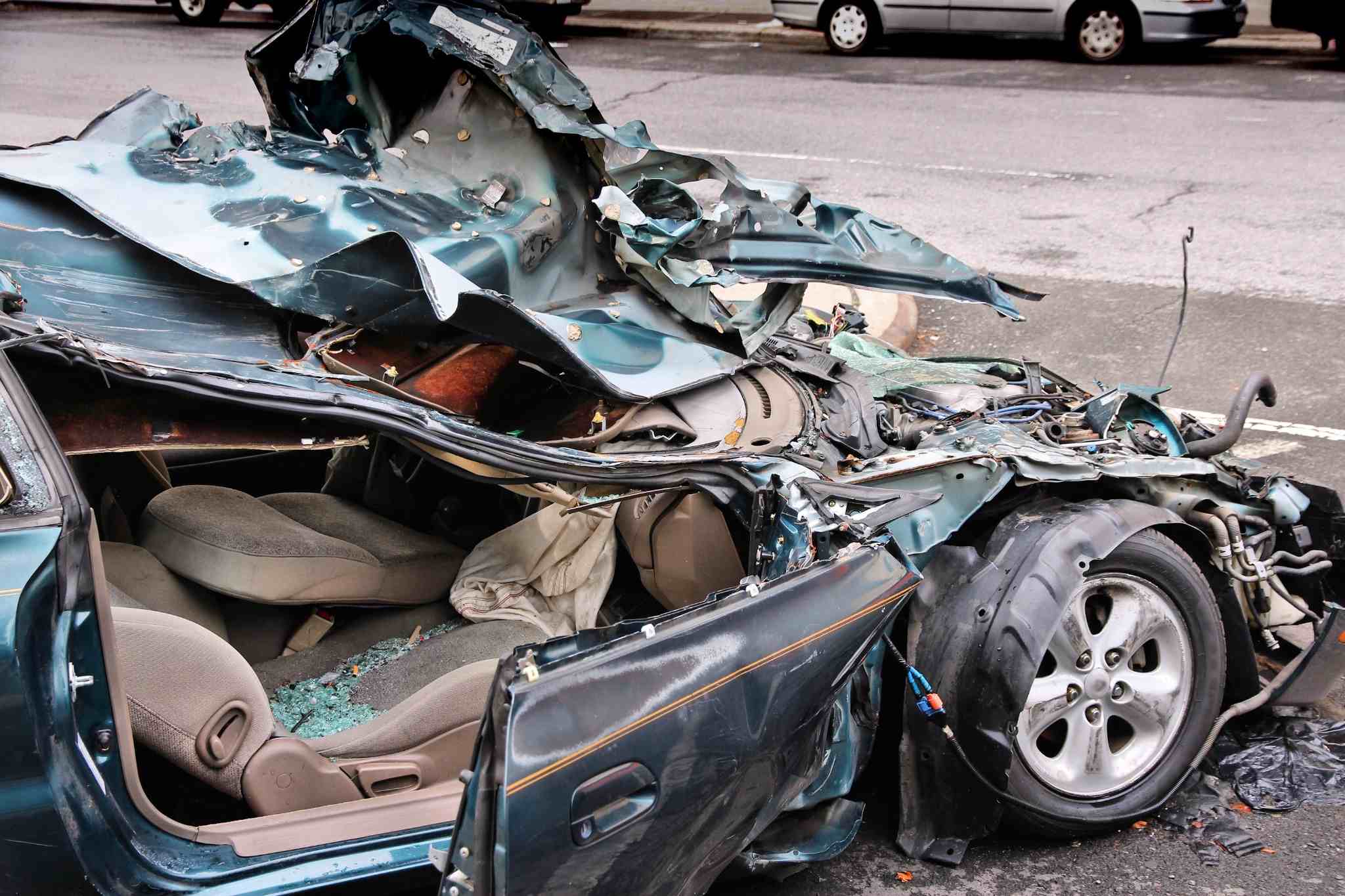 image of a totaled vehicle after a crash